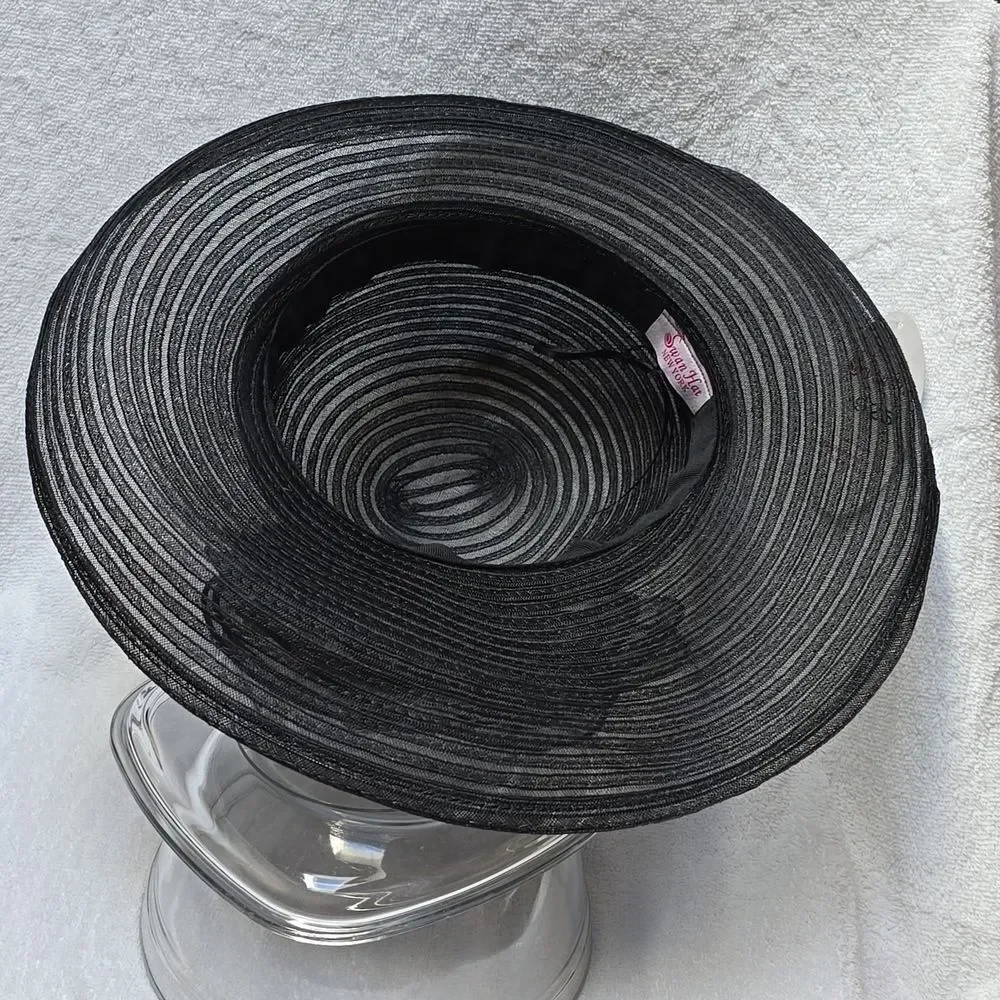 Swan Black Mesh Net Hat Preppy Church Derby Wedding NWT - Rare